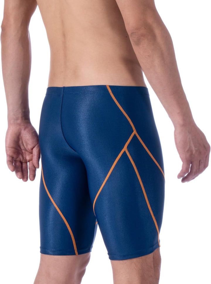 MY KILOMETRE Herren Jammers Lang Badehose Schwimmen Badeanzug Jammer Dunkelblau-pbt M, Dunkelblau-pb