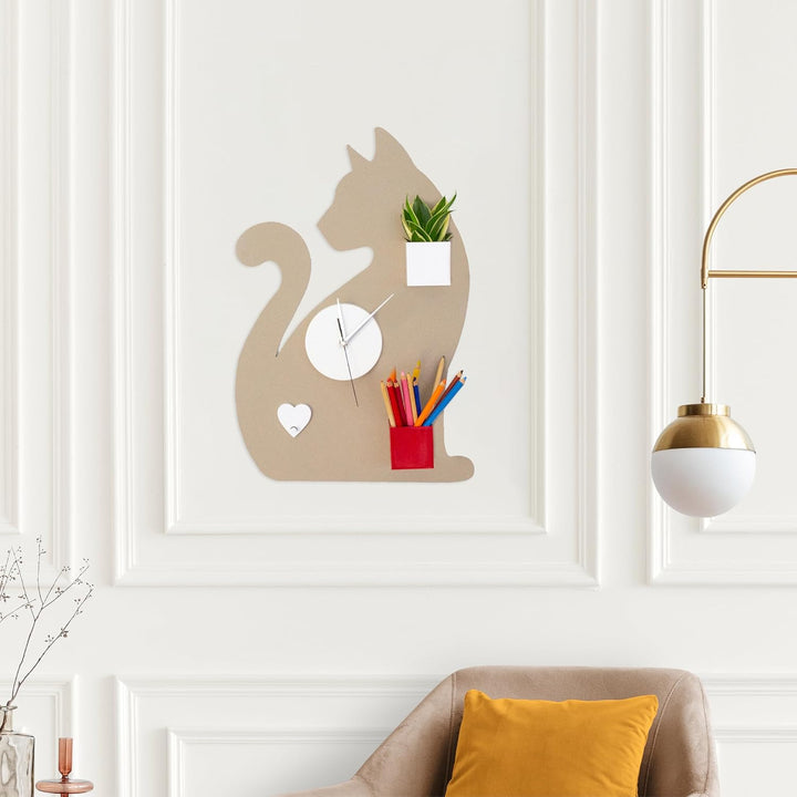 KalaMitica, Katze 2 -Design, magnetische Kreidetafel aus Stahl. Grösse 56x38x0,12cm. Farbe: Beige Ka