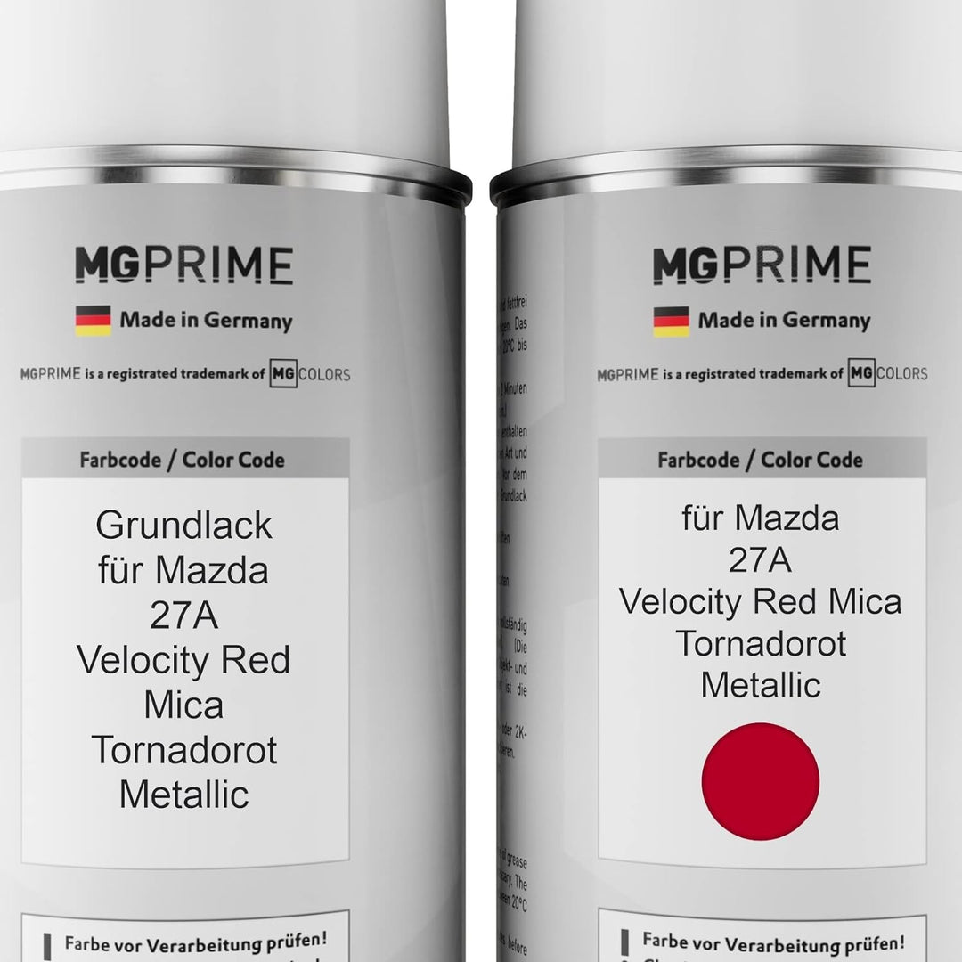 MG PRIME Autolack Sprühdosen Set für Mazda 27A Velocity Red Mica/Tornadorot Metallic Grundlack Basis