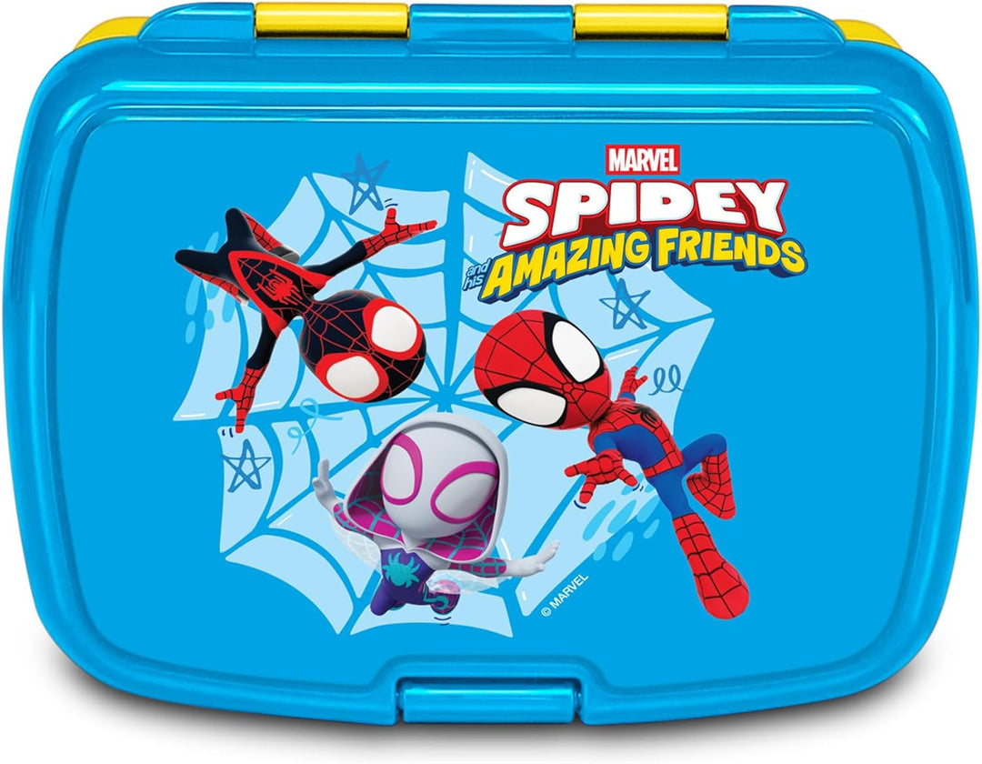 Seven Set Brotdose + Trinkflasche Spiderman, mit Trennwand, 460 ml, auslaufsicher, leicht zu öffnen,