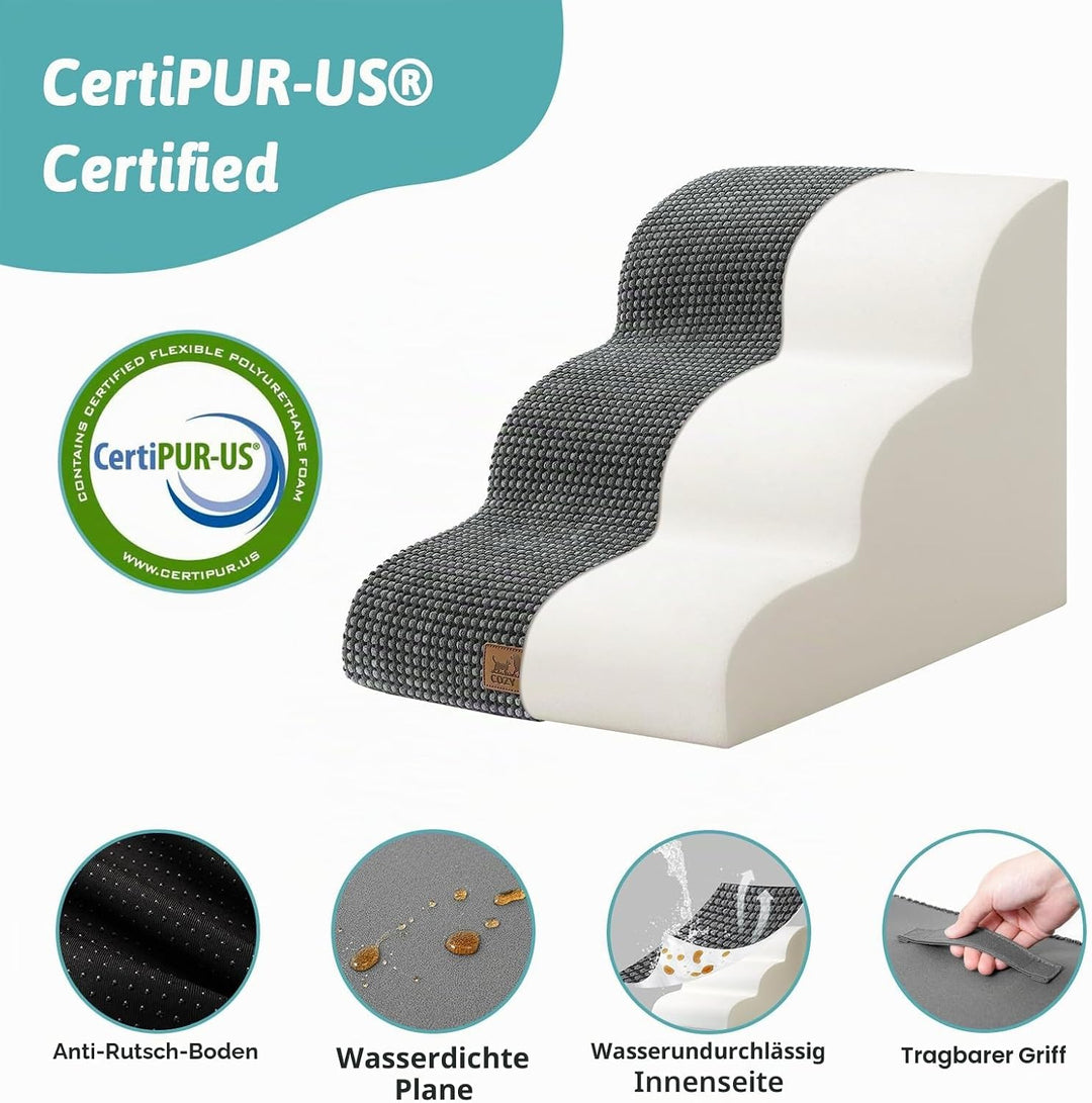 COZY KISS Hundetreppe für Kleine Hunde 40cm, Haustiertreppe für Couch aus Hochdichtem Schwamm, Hunde