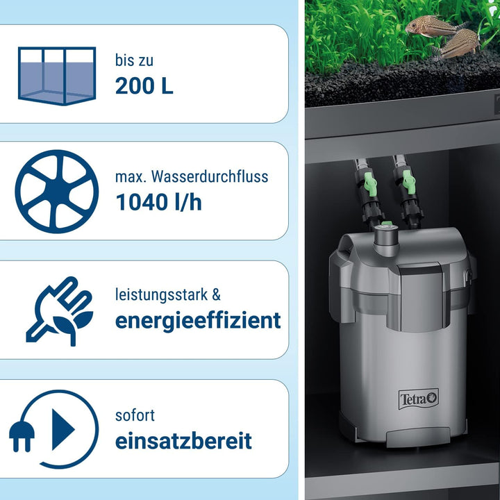Tetra Aquarium Aussenfilter EX 700 Plus - leistungsstarker Filter für Aquarien bis 200 L, schafft kr