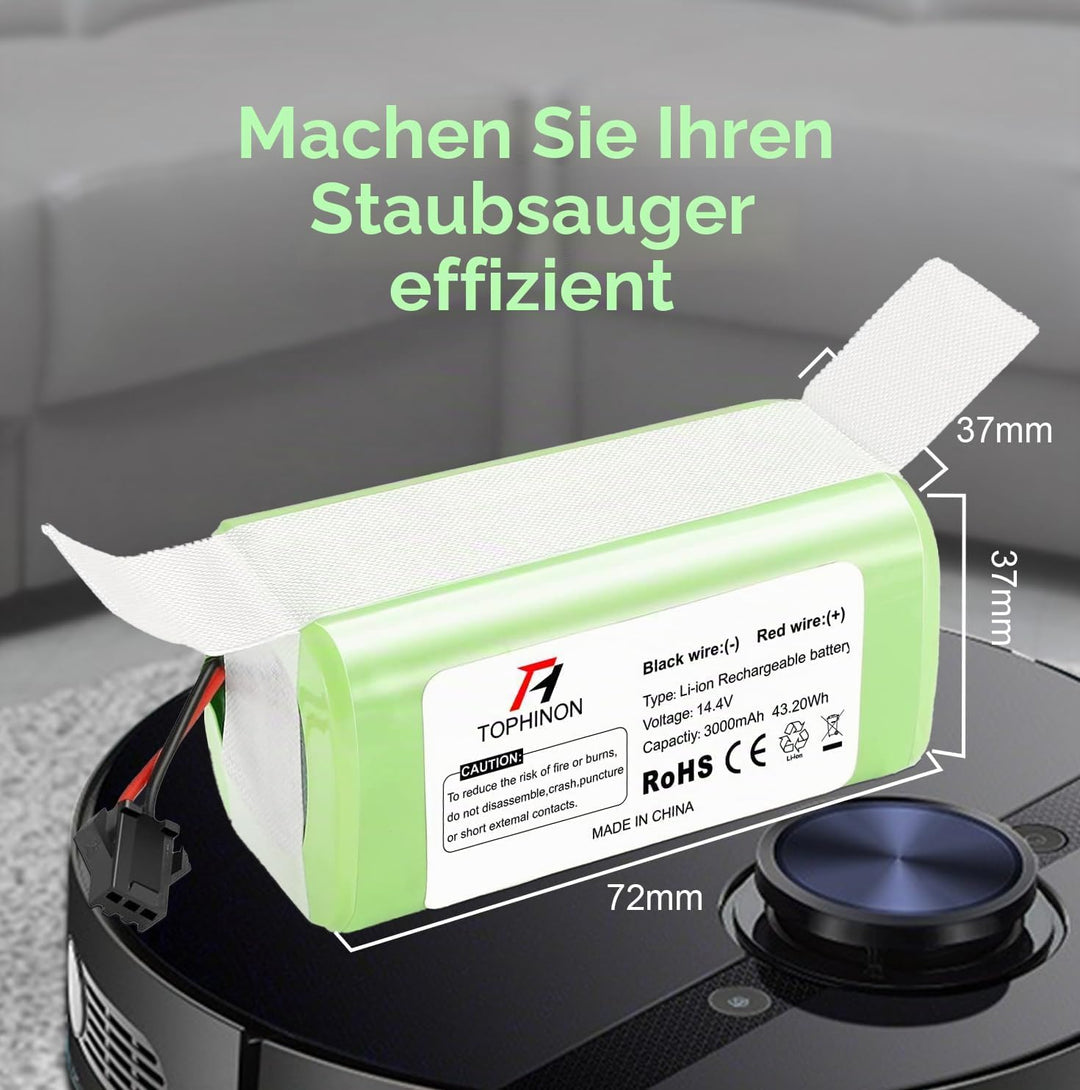 HT TopHinon 14.4V 3000mAh Li-ion Ersatzakku für Conga Excellence 950 990 1090 1790 1990, Eufy RoboVa