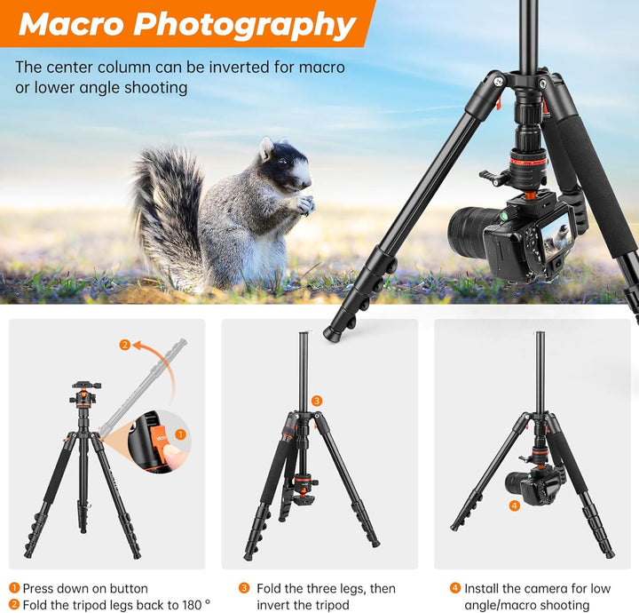 Victiv 200cm Kamera Stativ, Tragbares Stabiles Reisestativ, 2-in-1 Dreibein Stativ & Einbeinstativ m