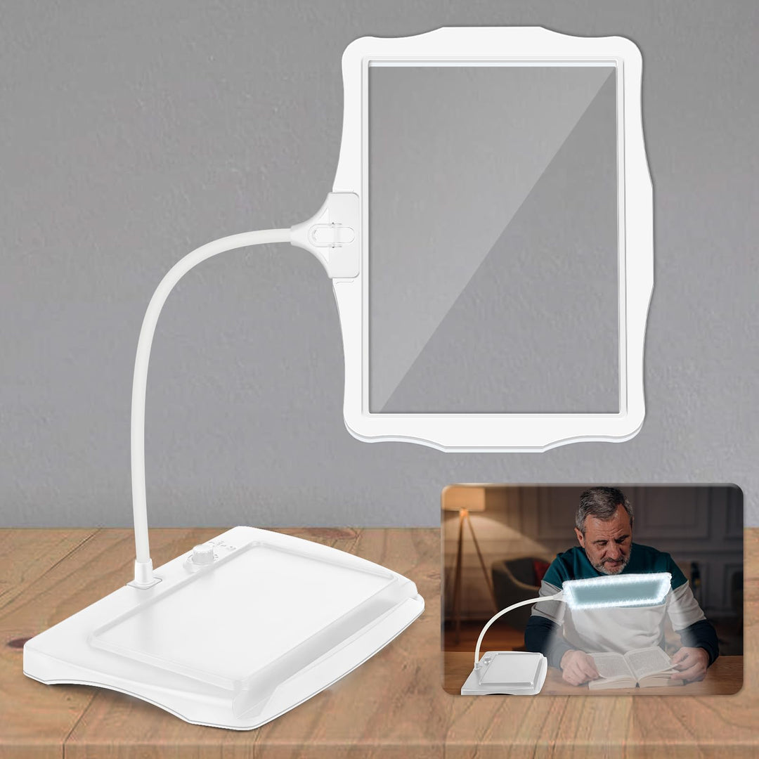 NZQXJXZ 10X Lupe mit Licht und Ständer, Wiederaufladbare 50 LED Flexible Schwanenhals Lupenleuchte,