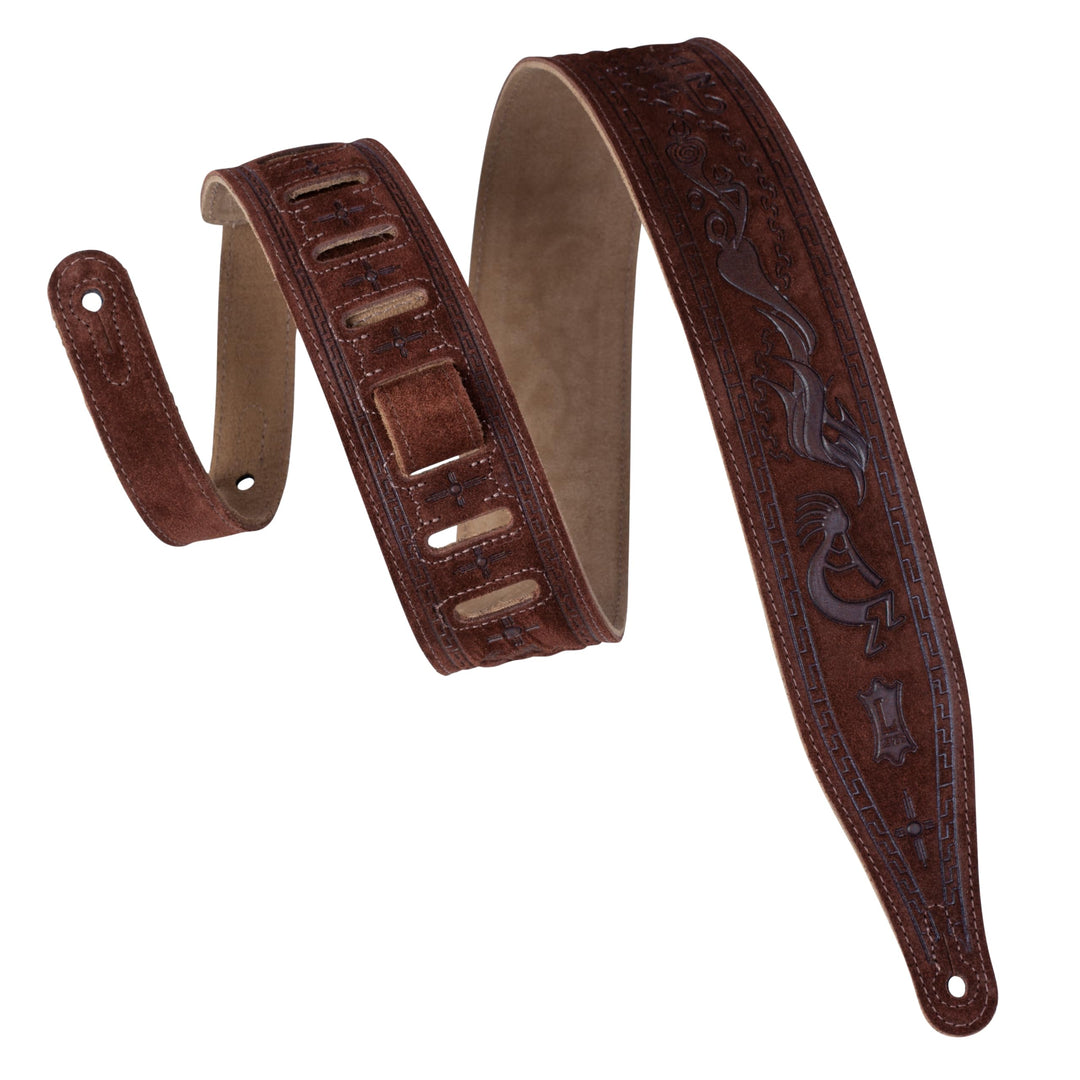 Levy's Leathers MS17T03-BRN Gitarrengurt aus Wildleder, mit Kokopelli-Design, 6,3 cm, Braun, Braun