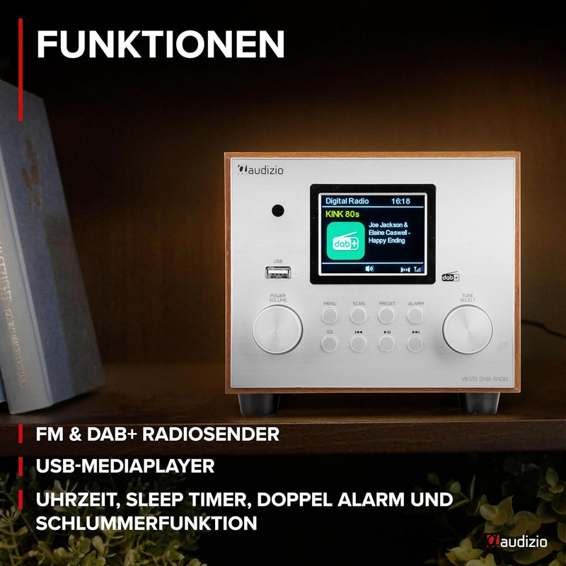 Audizio Vieste - DAB Radio mit Bluetooth, Digitalradio, 60 Watt Lautsprecher, DAB Plus Radio mit USB