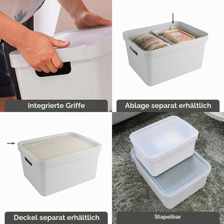 Sunware Aufbewahrungsbox Kunststoff 32L - 44,5x34,5x24,3cm - Kunststoff Aufbewahrungskorb mit Griffe