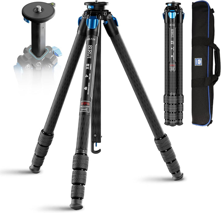 SIRUI AM124 Stativ Carbon Kamera mit dreieckiger Mittelsäule, leichtes Reisestativ Dreibein-Stative
