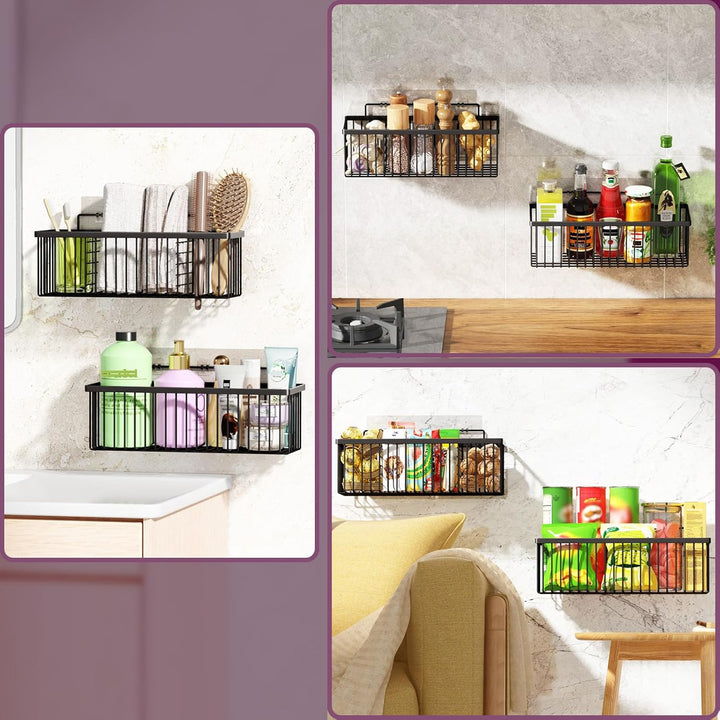 Duschablage Ohne Bohren, 2 Stück Badezimmer Organizer, Rostfreie Duschregal, Duschregal mit 4 abnehm