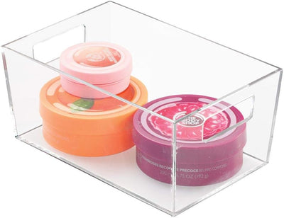 mDesign 4er-Set Ablagebox mit integrierten Griffen – kleine Aufbewahrungsbox für Make-up, Handtücher
