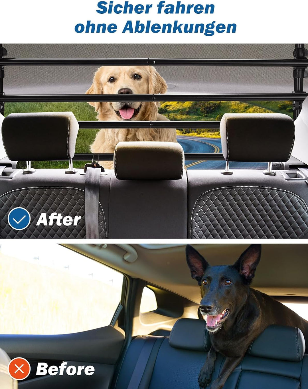 JOYTUTUS Schutzgitter Auto Hundegitter aus Aluminium Hundeschutzgitter Trenngitter Gepäckgitter Univ