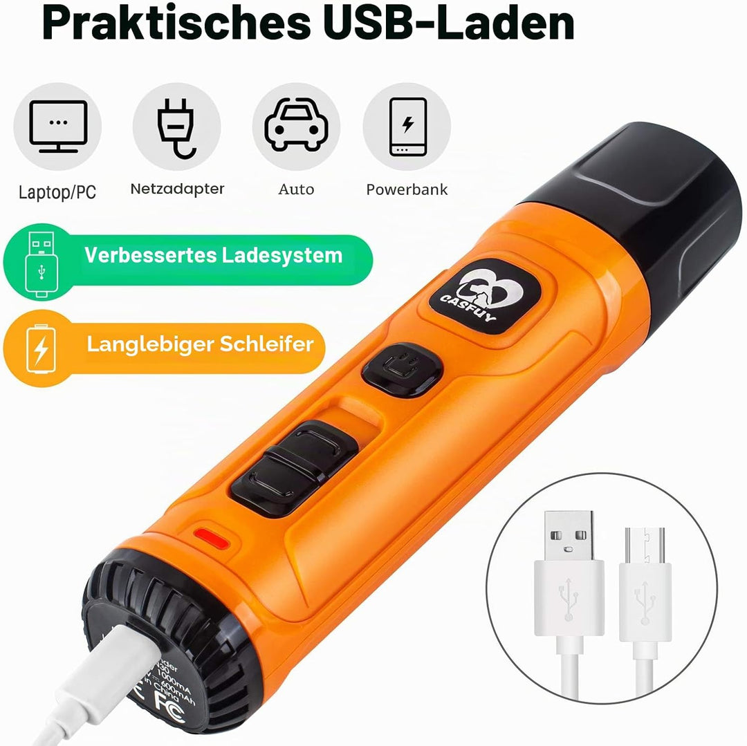 Casfuy Krallenschleifer für Hunde mit 2 LED-Leuchten – 2 Geschwindigkeiten, leiser, leistungsstarker