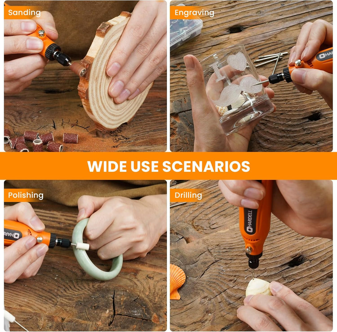 HARDELL Multifunctional Tool Battery 3.7 V, 5 Speed Rotation Tool, Use While Charging (Mini Orange),
