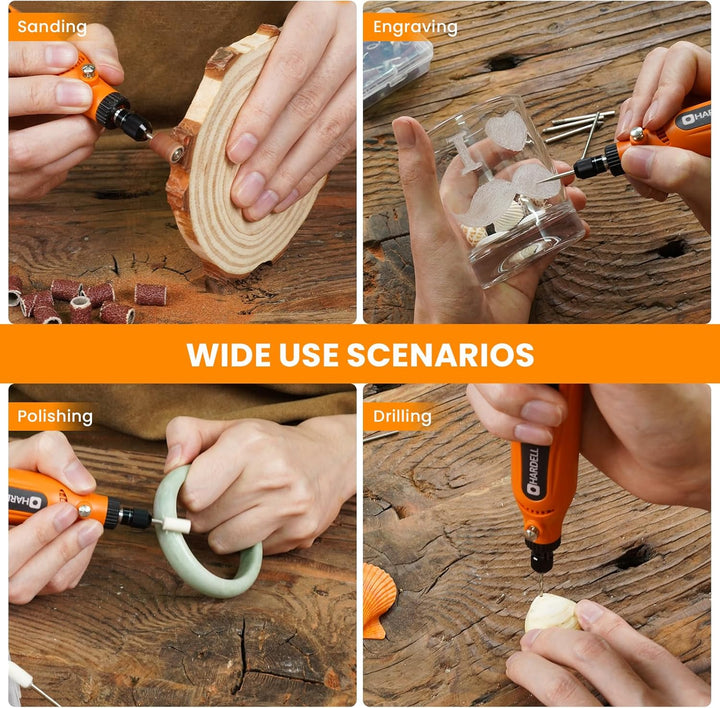 HARDELL Multifunctional Tool Battery 3.7 V, 5 Speed Rotation Tool, Use While Charging (Mini Orange),
