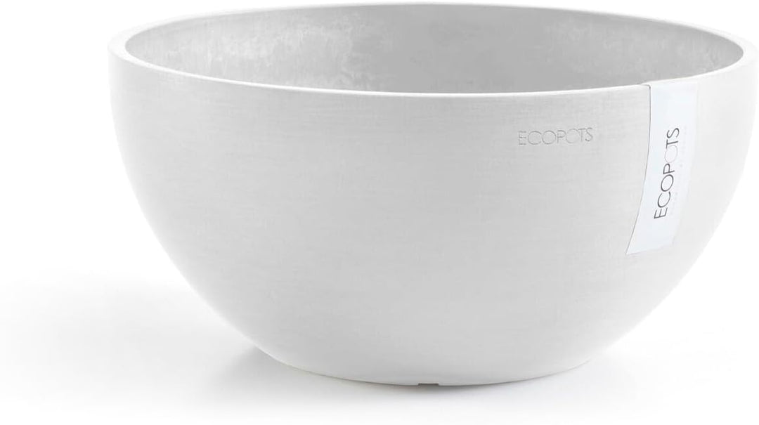 ECOPOTS Pflanzschale Blumentopf Brüssel Weiss - Durchmesser Ø 35 cm rund gross - Pflanzentopf aus Re
