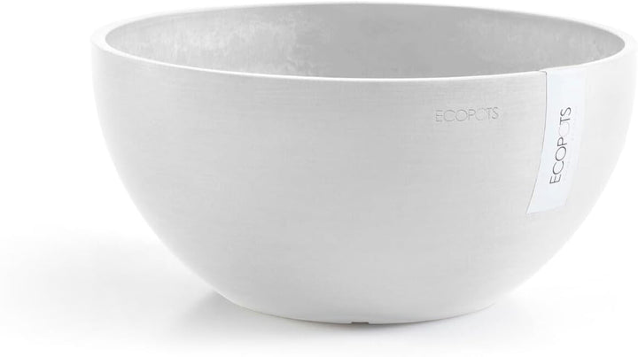 ECOPOTS Pflanzschale Blumentopf Brüssel Weiss - Durchmesser Ø 35 cm rund gross - Pflanzentopf aus Re