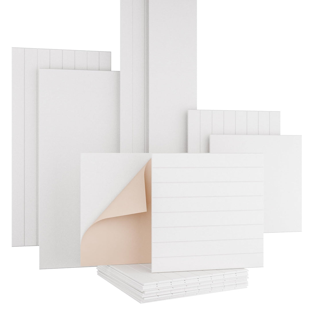 AKUSTIKO Akustikpaneele Selbstklebend 60x60cm - 4 Stück Weiss Akustik Wandpaneele Schallschutz & Rau