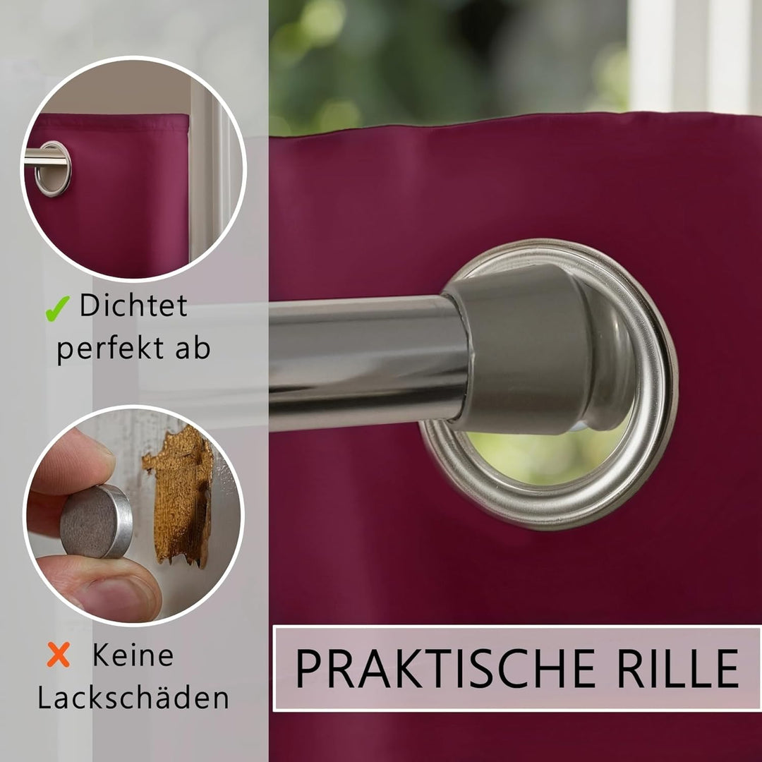 Thermo Türvorhang mit Vorhangstange & Magneten zum Abdichten, einfache Montage ohne Bohren in 1 Min