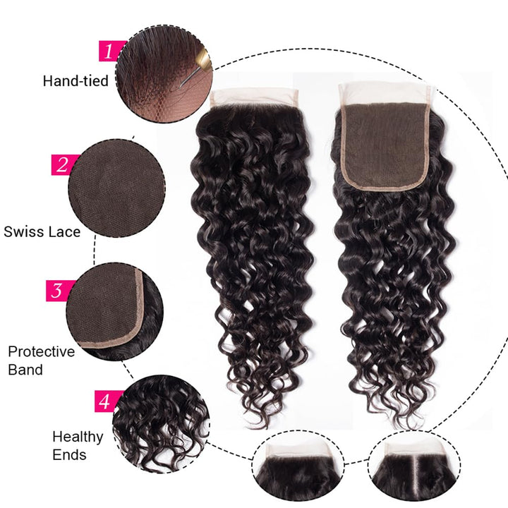 Brasilianische Locken mit Verschluss Water Wave Bundles Yavida Weben brasilianisches Menschenhaar Cu