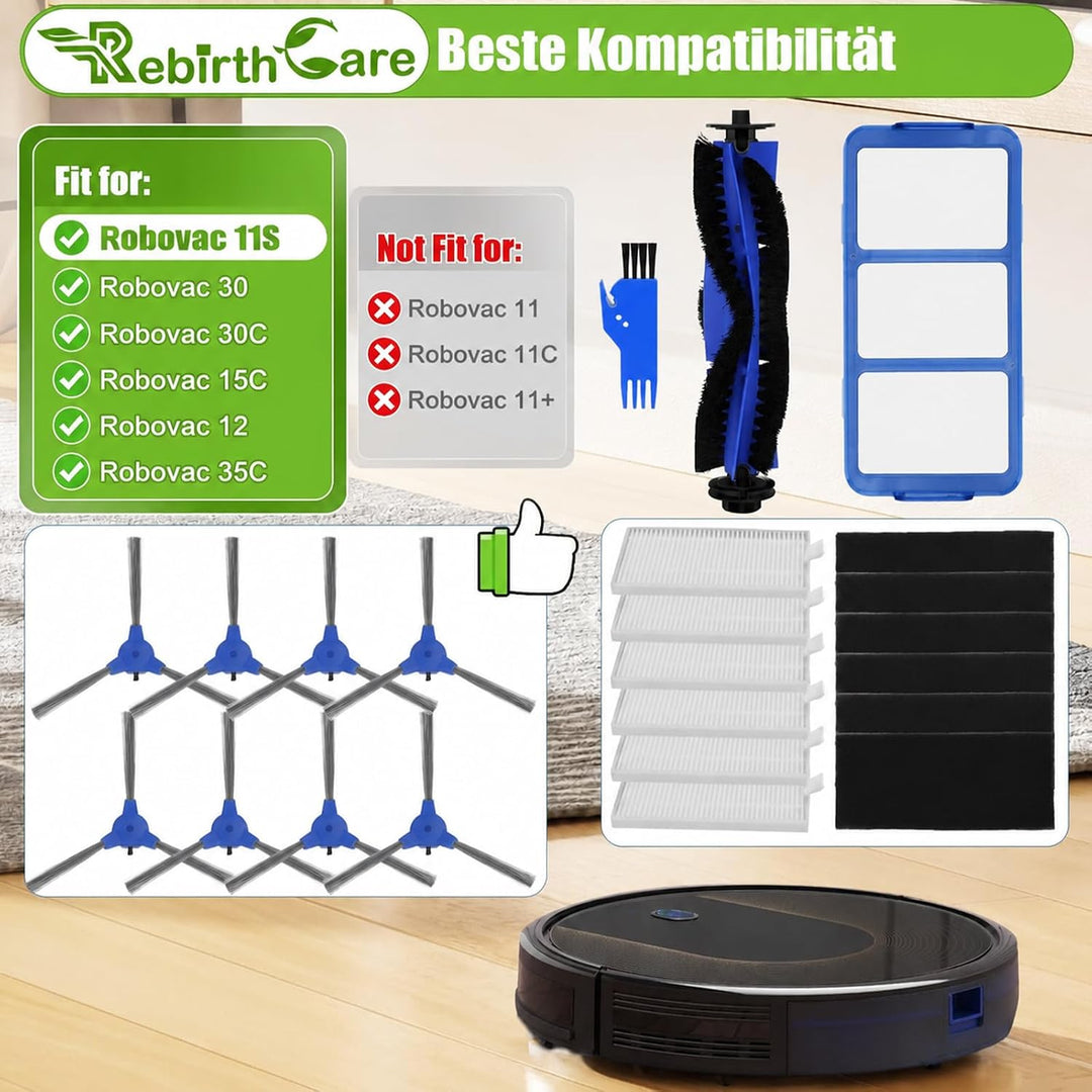 Rebirthcare Zubehör für Eufy RoboVac 11S 30 30C 35C 15C 15T 12 Saugroboter zubehör Set Staubsaugerfi