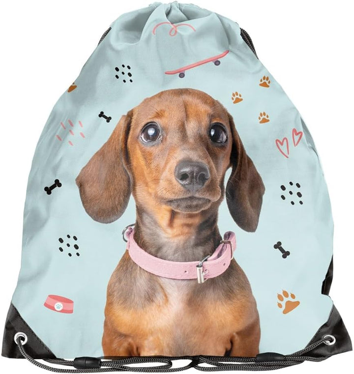 Familando - Schulranzen Set - 8-teilig mit Federmappe - Weenie Dog Dackel - Ergonomisch, stabil & mi