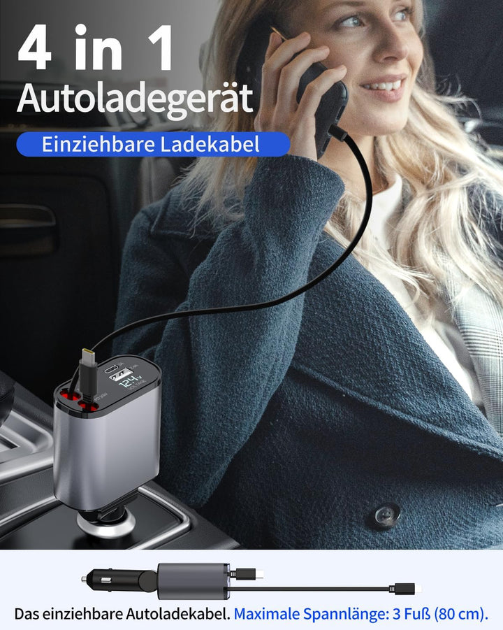Aimtel 4 in 1 Zigarettenanzünder USB C 66W Auto Ladegerät, Kfz Ladegerät für Camping Wohnmobil Ladeg