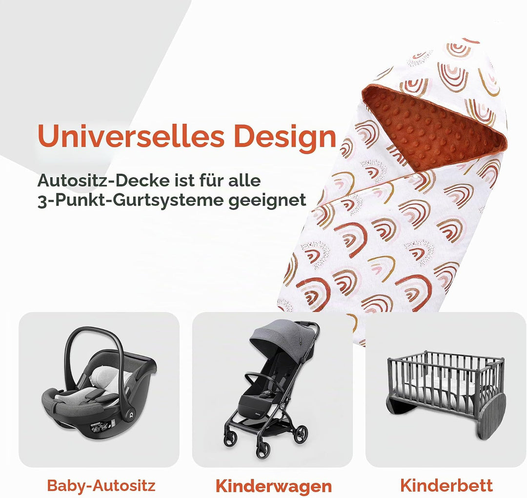 Miracle Baby Einschlagdecke Babyschale Sommer Baumwolle Reversible Decke Universal Kuscheldecke 90x9