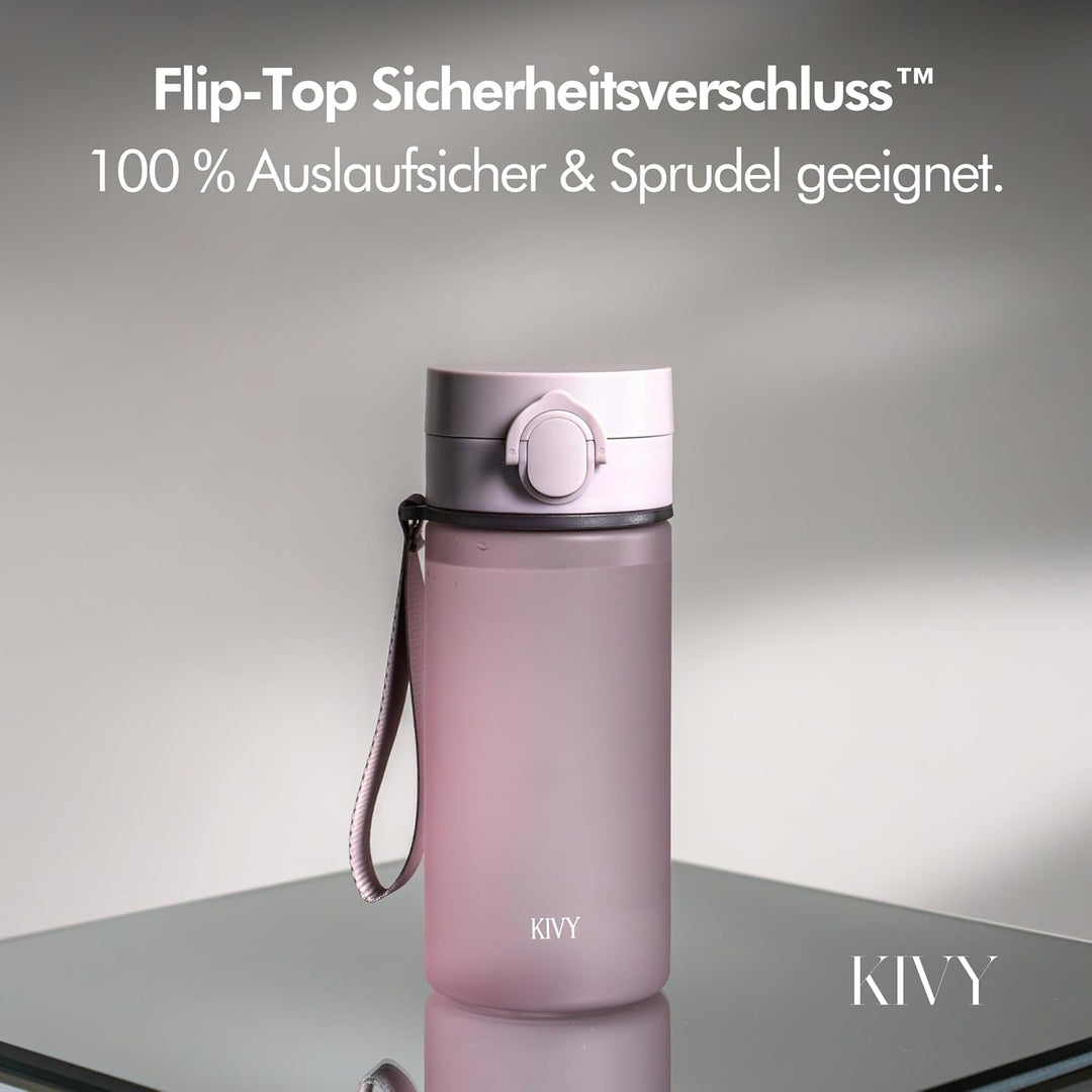 KIVY Trinkflasche 650ml [BPA FREI] Auslaufsicher &amp; Spülmaschinenfest - Wasserflasche für Kinder &amp; Er