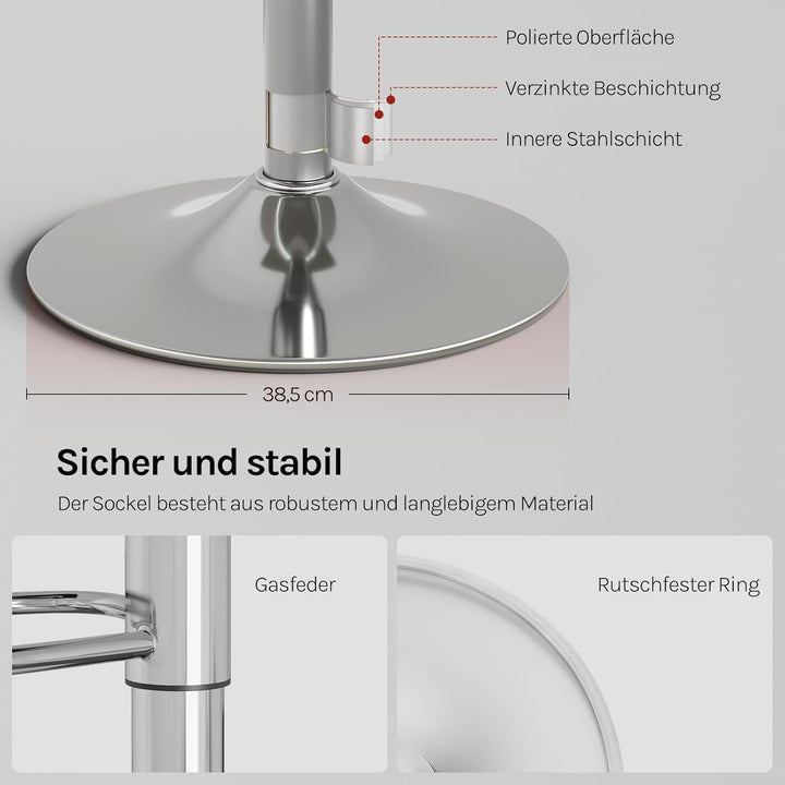 WOLTU BH11bd-1 Design Hocker Barhocker, stufenlose Höhenverstellung, verchromter Stahl, Antirutschgu