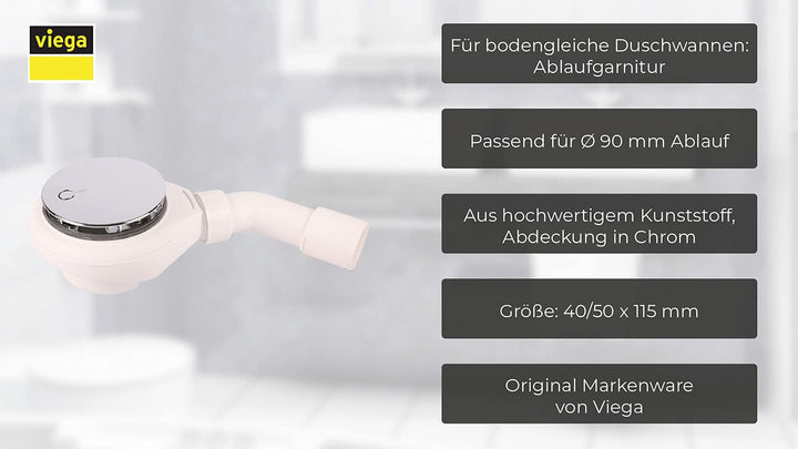 Viega Ablaufgarnitur für flache Duschwannen Tempoplex | 575601 | Ablaufgarnitur für superflache Brau