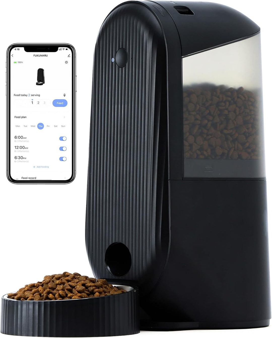 FUKUMARU Futterautomat Katze，4L Katzenfutter Automat WiFi, Automatischer Futterspender Katze mit Mas