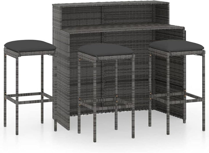 Susany Gartenbar Set 4-TLG. mit Kissen Theke Bar Tresen Gartentheke Bartisch Stehtisch Barhocker Bar