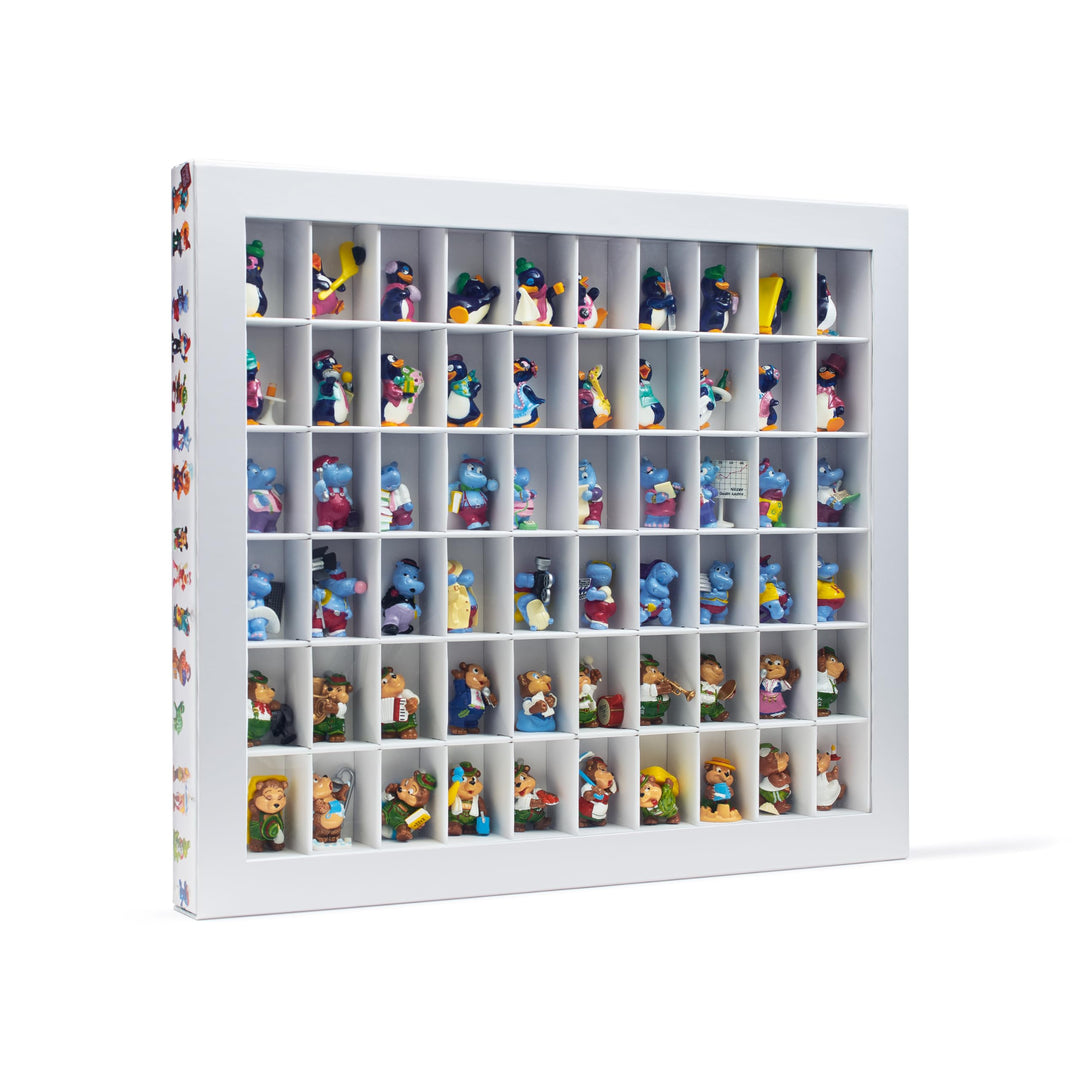 Leuchtturm 344050 Sammelbox Surprise, 60 Fächer mit 50 x 36 x 33 mm, für Ü-Ei-Figuren - Karton bunt