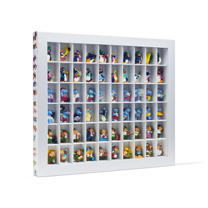 Leuchtturm 344050 Sammelbox Surprise, 60 Fächer mit 50 x 36 x 33 mm, für Ü-Ei-Figuren - Karton bunt