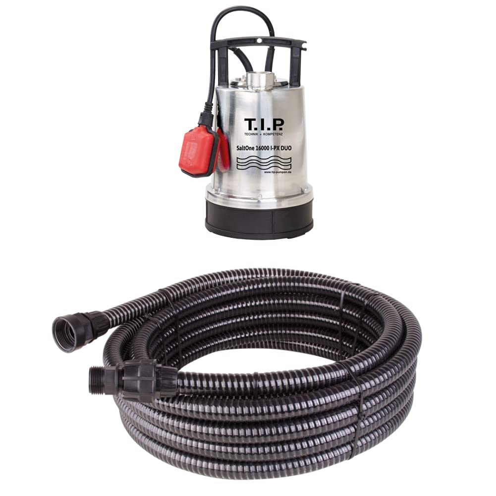 T.I.P. SaltOne 1600 I-PX DUO Salzwasser-Tauchpumpe + T.I.P. 31008 Entwässerungsschlauch Schlauch für