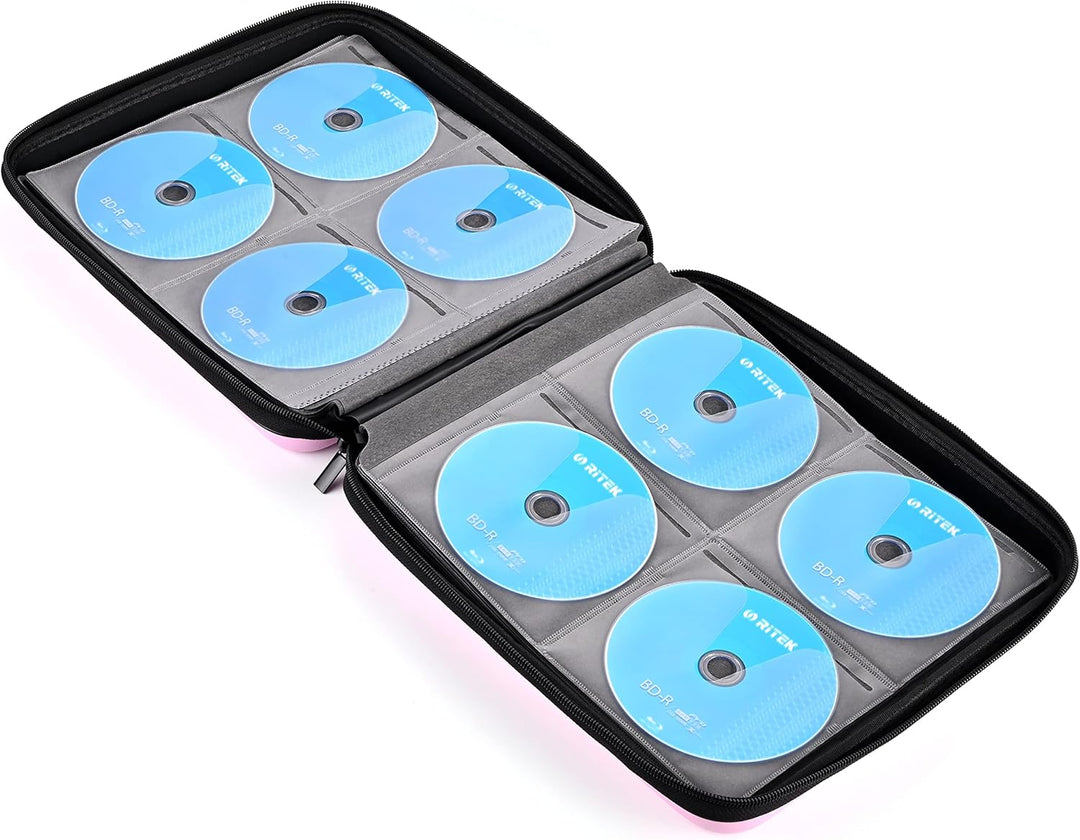 CD Tasche, 192 Kapazität Hart Eva Blu-ray CD-Brieftasche Doppelreissverschluss Handschlaufe Tragbare