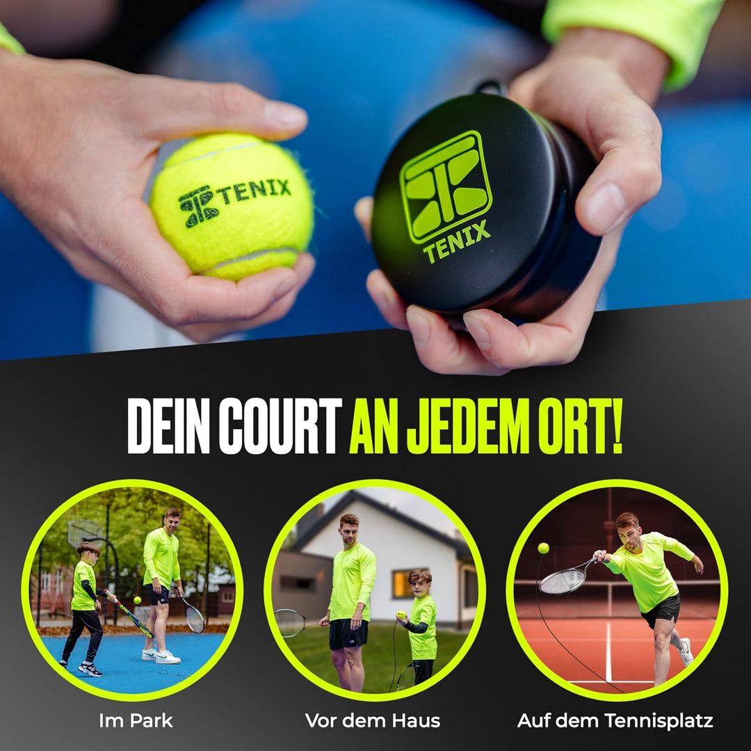 TENIX® Tennis-Trainer Set [mit Power-Grip-System] Tennis Trainingsgerät für Kinder & Erwachsene | Te