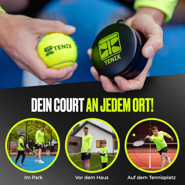TENIX® Tennis-Trainer Set [mit Power-Grip-System] Tennis Trainingsgerät für Kinder & Erwachsene | Te