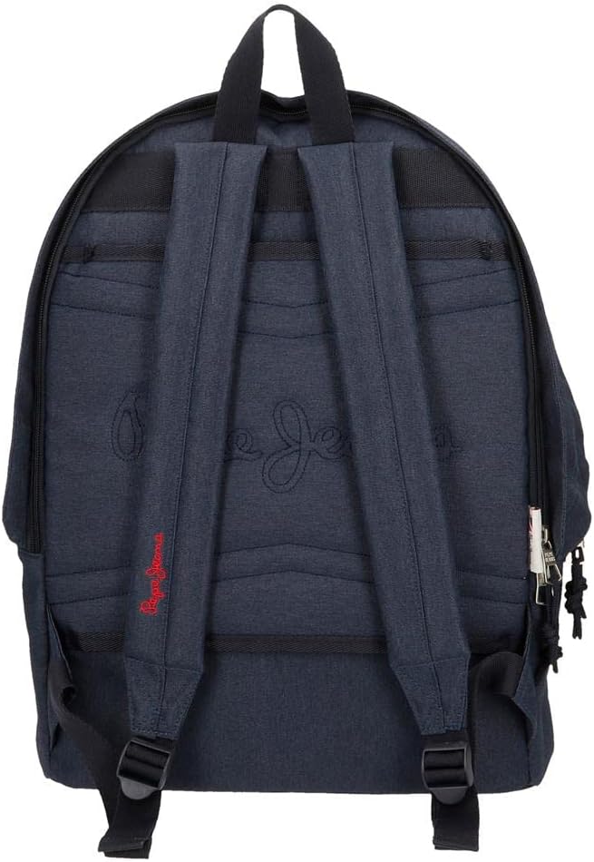 Pepe Jeans Aidan Rucksack für Laptop, Doppelfach, 15,6 Zoll, Blau, 31 x 44 x 17,5 cm, Polyester, 20,