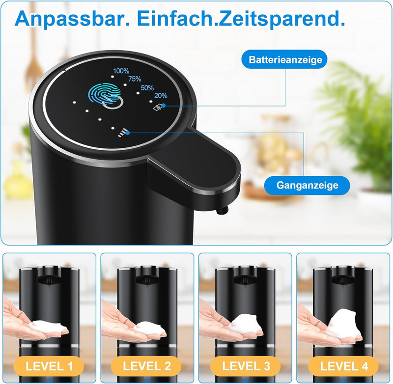 Fantictas Seifenspender Automatisch Wandbefestigung mit Sensor Infrarot,380ml Elektrischer Seifenspe