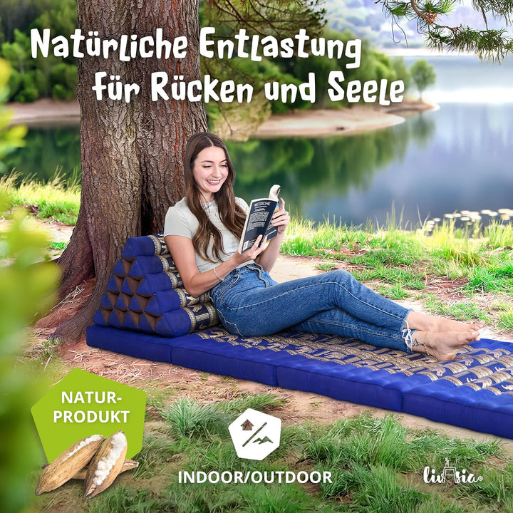 livasia Rückenstützkissen extrahoch mit Thaiseide - 38x55x35cm - Dreieckskissen für Garten/Balkon, K