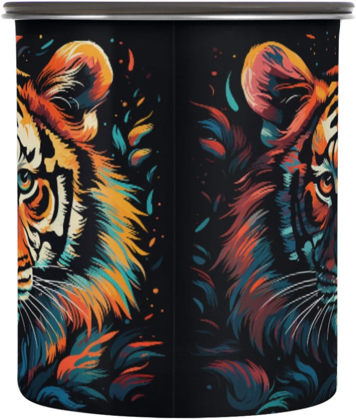 Coole Aquarell Tiger Kaffeeaufbewahrungsbehälter,Vorratsdosen für die Küche Speisekammer,Ideal für Z