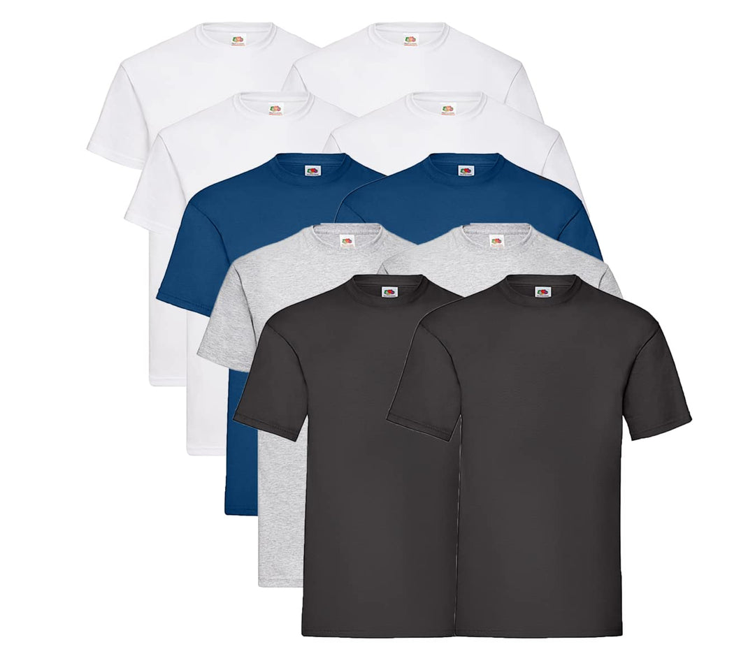 Fruit of the Loom Herren T-Shirt (5er oder 10er Pack) S 4 Weiss / 2schwarz / 2 Grau / 2 Navy + 1 Hl