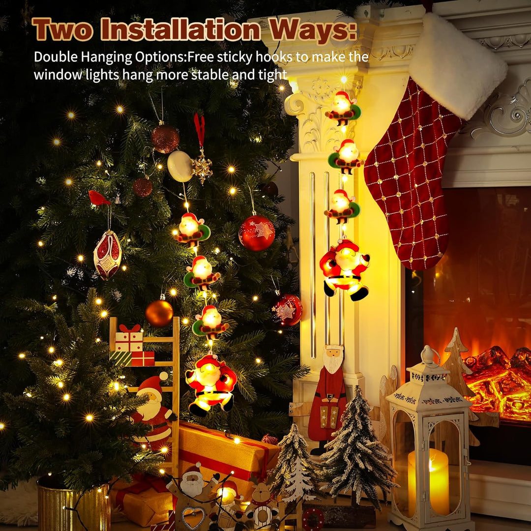BrizLabs Weihnachtsdeko Fenster Lichter, 2 Stück LED Innen Fensterlichter Batterie Weihnachtsmann Hä