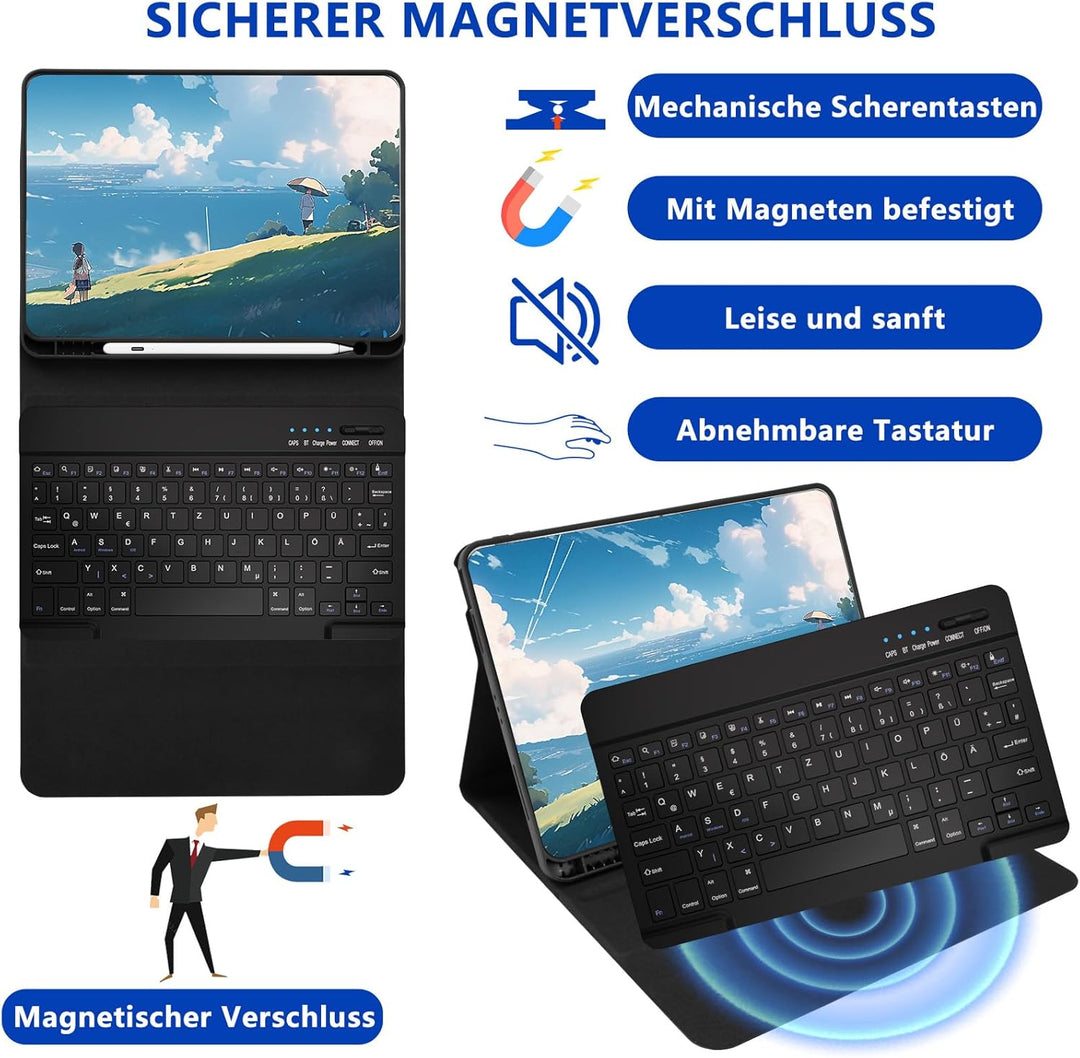 Tastatur Hülle für iPad Air 11"(M2) 2024/iPad Air 5 Gen 2022/iPad Air 4 Gen 2020 10.9&
