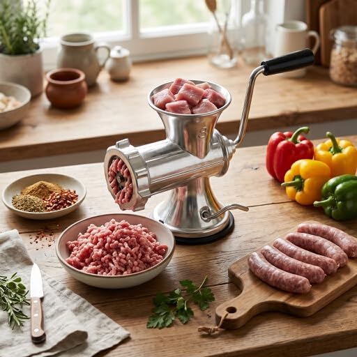 Manueller Fleischwolf aus Aluminiumlegierung, Handbetrieb mit Saugfuss, für Fleisch, Gewürze, Paprik