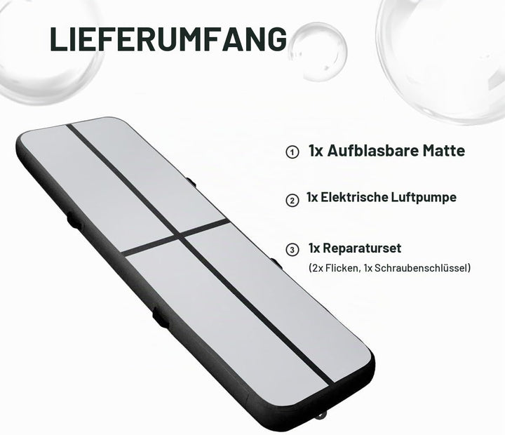 KIKILIVE 10/20CM Hoch Gymnastikmatte Tumbling Matte, 2/3/4/5/6M Aufblasbar Gymnastik Track Matte Air