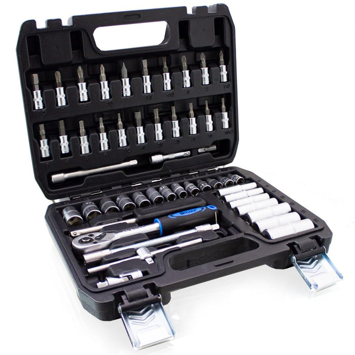 BITUXX® Werkzeugkoffer 53 tlg Werkzeug Knarrenkasten 1/4" Ratschenkasten Nusskasten Stecknuss Umfang