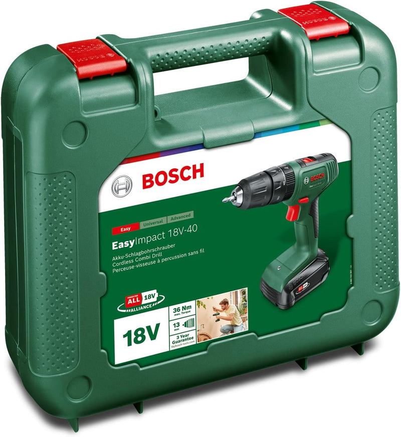 Bosch Akku Schlagbohrschrauber EasyImpact 18V-40 (1 Akku 2,0 Ah, 18 Volt System, im Koffer) EasyImpa